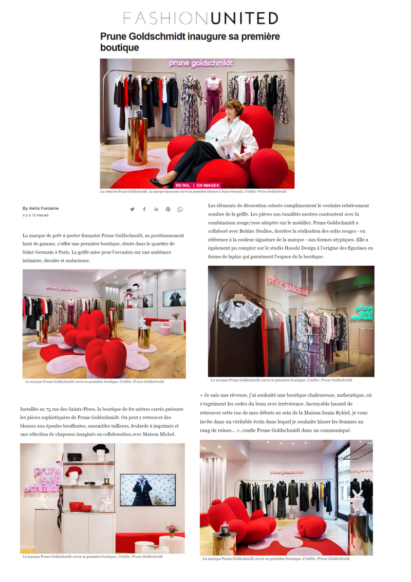 DO IT IN PARIS - "Prune Goldschmidt ouvre sa première boutique à Paris"