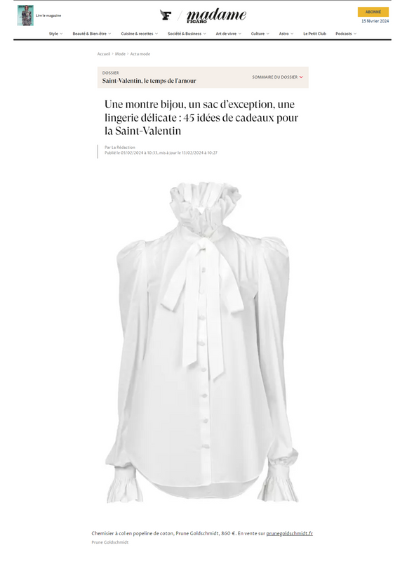 MADAME FIGARO - "Une montre bijou, un sac d’exception, une lingerie délicate : 45 idées de cadeaux pour la Saint-Valentin"