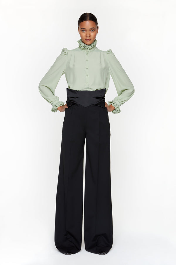 ALIX Asia - Pantalon de smoking noir à noeud - prunegoldschmidt