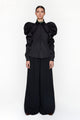 SONIA - Pantalon noir en viscose à plis - prunegoldschmidt