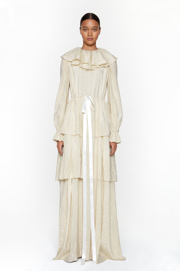 BINE - Longue robe en soie à volants - prunegoldschmidt