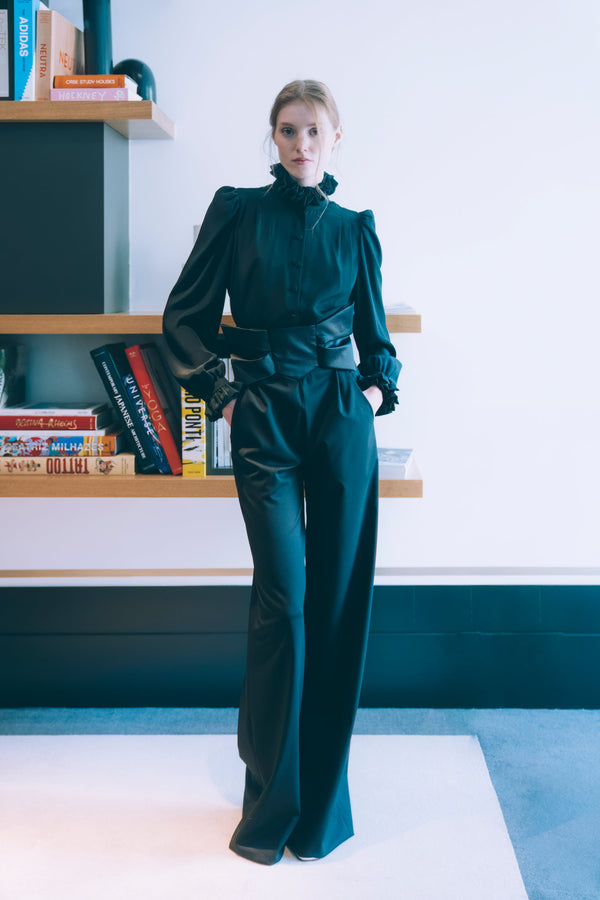ALIX Asia - Pantalon de smoking noir à noeud - prunegoldschmidt