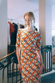 COPHÉLIA - Robe longue à manches courtes imprimé Portraits - prunegoldschmidt