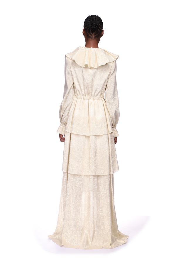 BINE - Longue robe en soie à volants - prunegoldschmidt