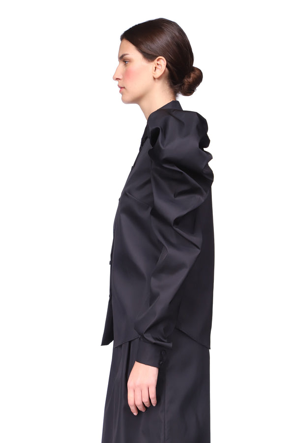 BEGONIA - Chemisier noir manches gigot - prunegoldschmidt