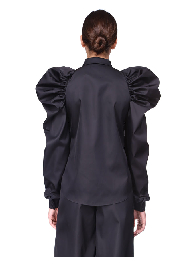 BEGONIA - Chemisier noir manches gigot - prunegoldschmidt