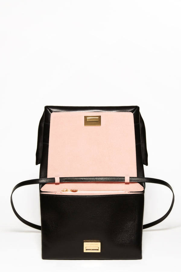 Sac NŒUD cuir noir et chaîne or - prunegoldschmidt