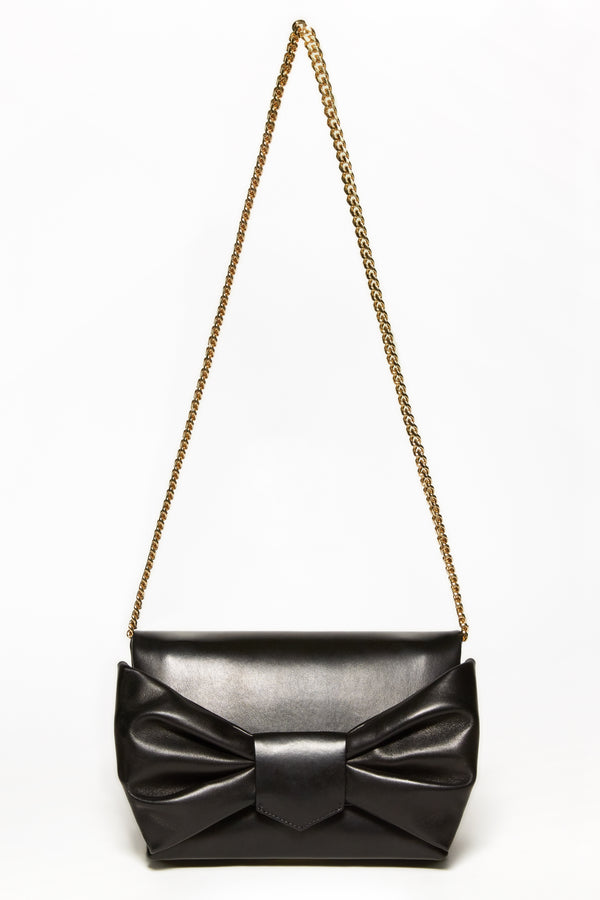 Sac NŒUD cuir noir et chaîne or - prunegoldschmidt